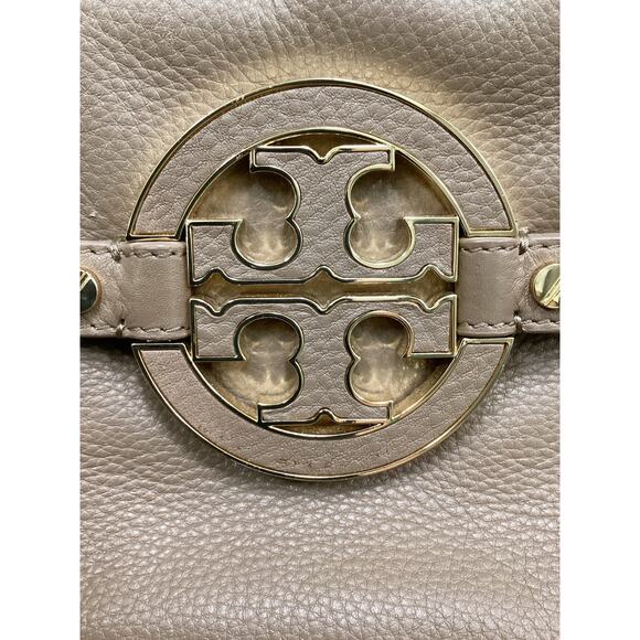 Tory Burch Purse Women’s One Size Leather Two Handles Snap Closure Taupe - Picture 8 of 9